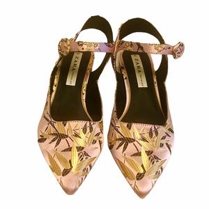 Zara Oriental Print Block Heels